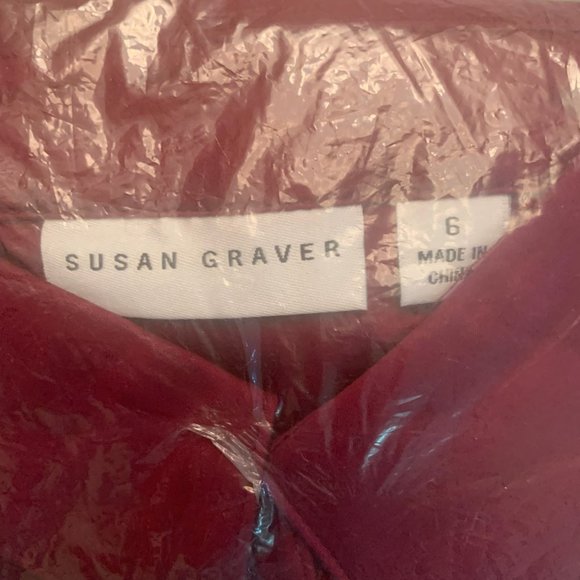 NWT SUSAN GRAVER STRETCH COTTON BUTTON FRONT SHIRT PLACKET BURGUNDY 6 - Picture 7 of 9